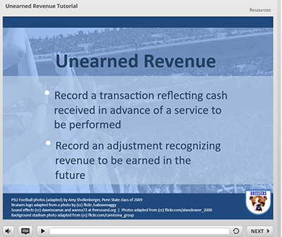 screenshot from Unearned Revenue Tutorial